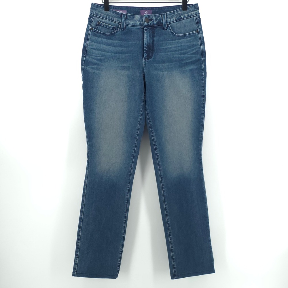 NYDJ Sheri Slim Jeans Womens 8 Blue High Rise Stretch Denim Made in USA